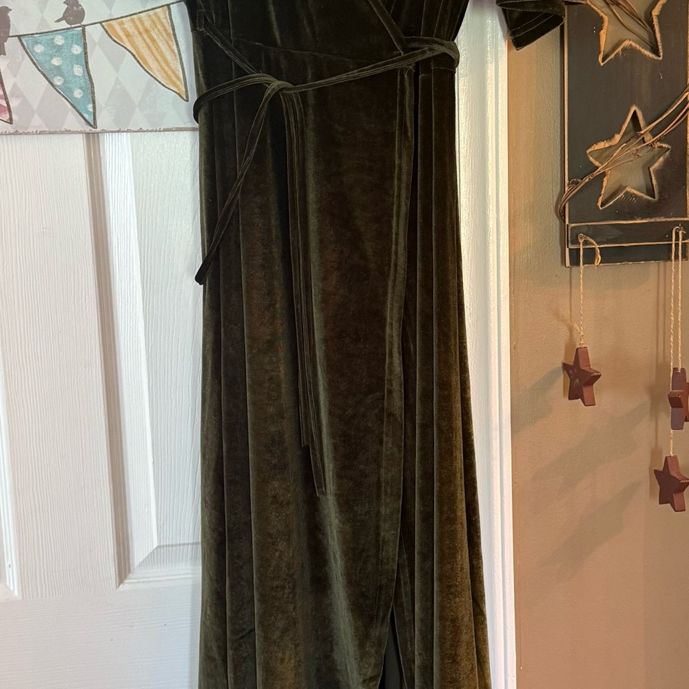 Baltic Born Green Wrap Gown with Flutter Sleeves - Picture 6 of 7